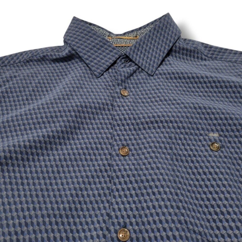 Ted Baker London Shirt Size 3 Dress Shirt Button Up Shirt Long Sleeve Geometric - Picture 3 of 8